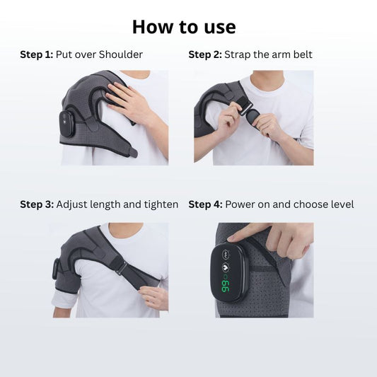 Rechargeable Heated Shoulder Wrap with Vibration – Adjustable Fit