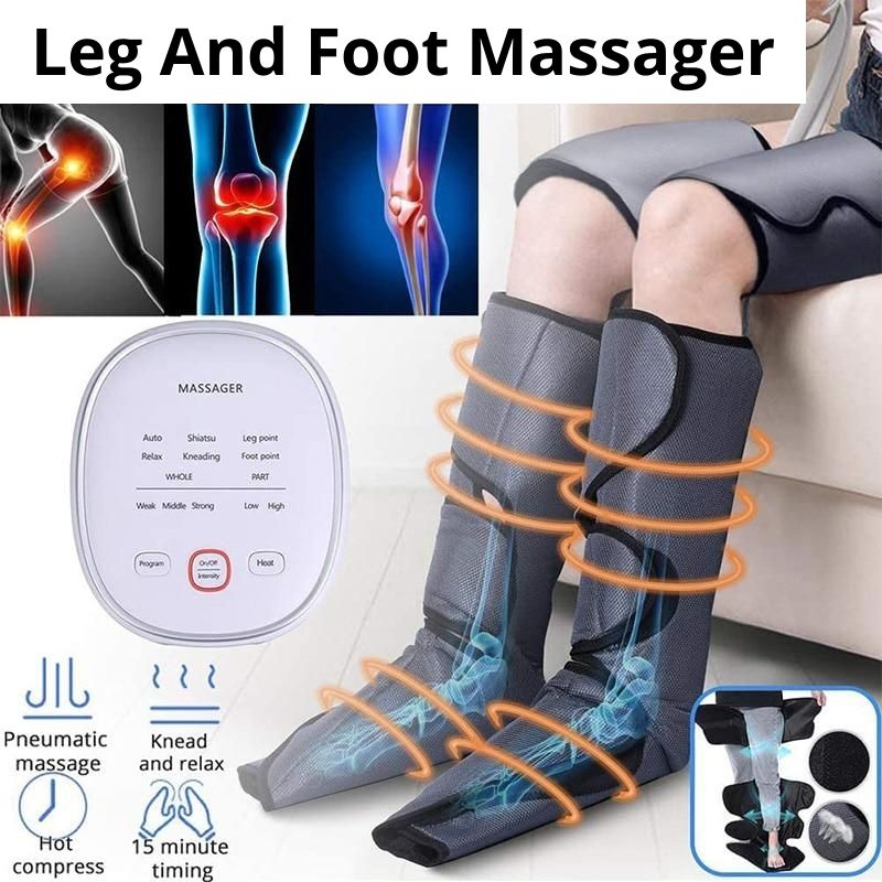 Foot Massager And Leg Massager for Circulation Relaxation with Heating Hand-held Controller 6 Modes 3 Intensities Unisex-Body Support-Fit Sports