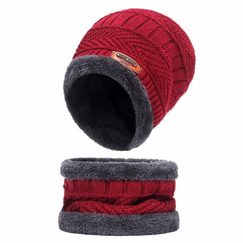 Warm Winter Hat And Scarf Set Knitted Winter Beanie Soft Fur Like Liner Winter Cap Neck Warmer Unisex