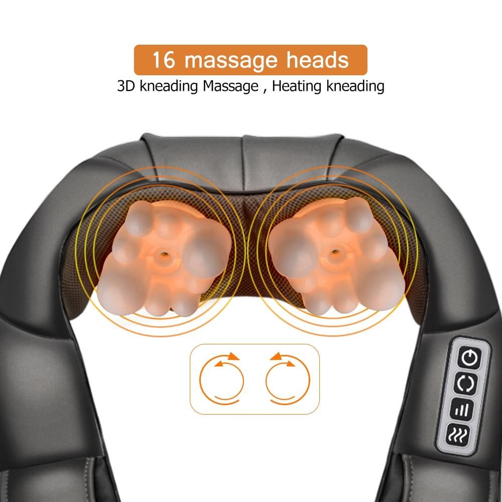 Shiatsu Back and Neck Massager With Heat Deep Kneading Shoulder Pain Massage for Neck Back Shoulder Feet Legs Use at Home Car And Office-Massage Equipment-Fit Sports