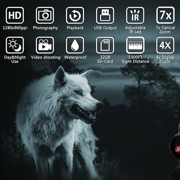 Digital Night Vision Binoculars With 32GB For Viewing Up To 984ft In The Dark With 2.31" LCD Screen Takes Photos & Video Recording-Fishing & Hunting Accessories-Fit Sports