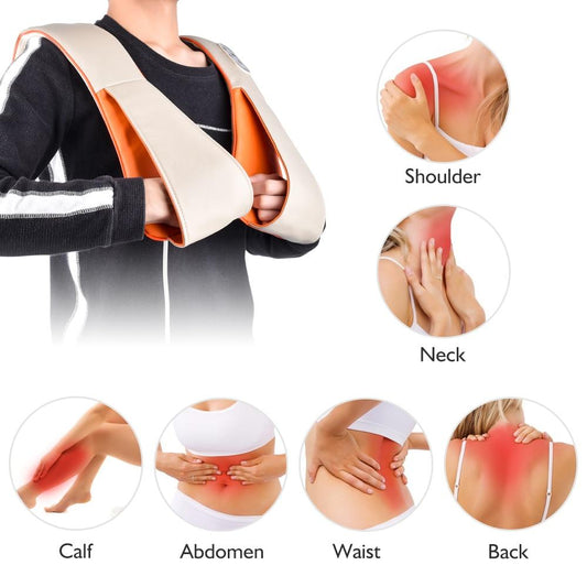Shiatsu Back and Neck Massager With Heat Deep Kneading Shoulder Pain Massage for Neck Back Shoulder Feet Legs Use at Home Car And Office-Massage Equipment-Fit Sports