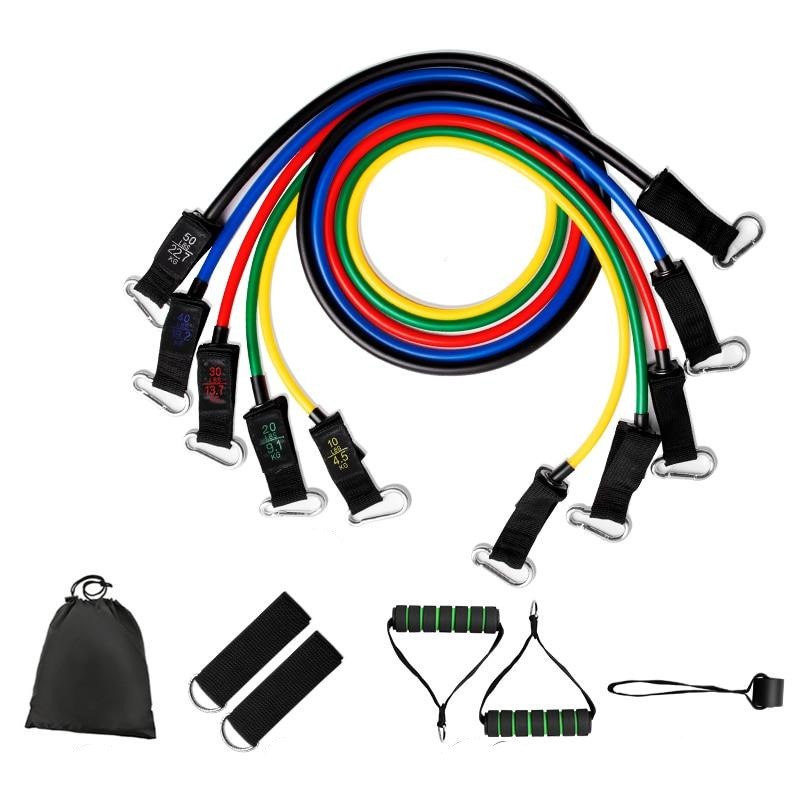 Resistance Bands 11 Piece Resistance Band Set Latex Bands With Carabiners Great For Home Workouts Fitness Training-Fitness Accessories-Fit Sports