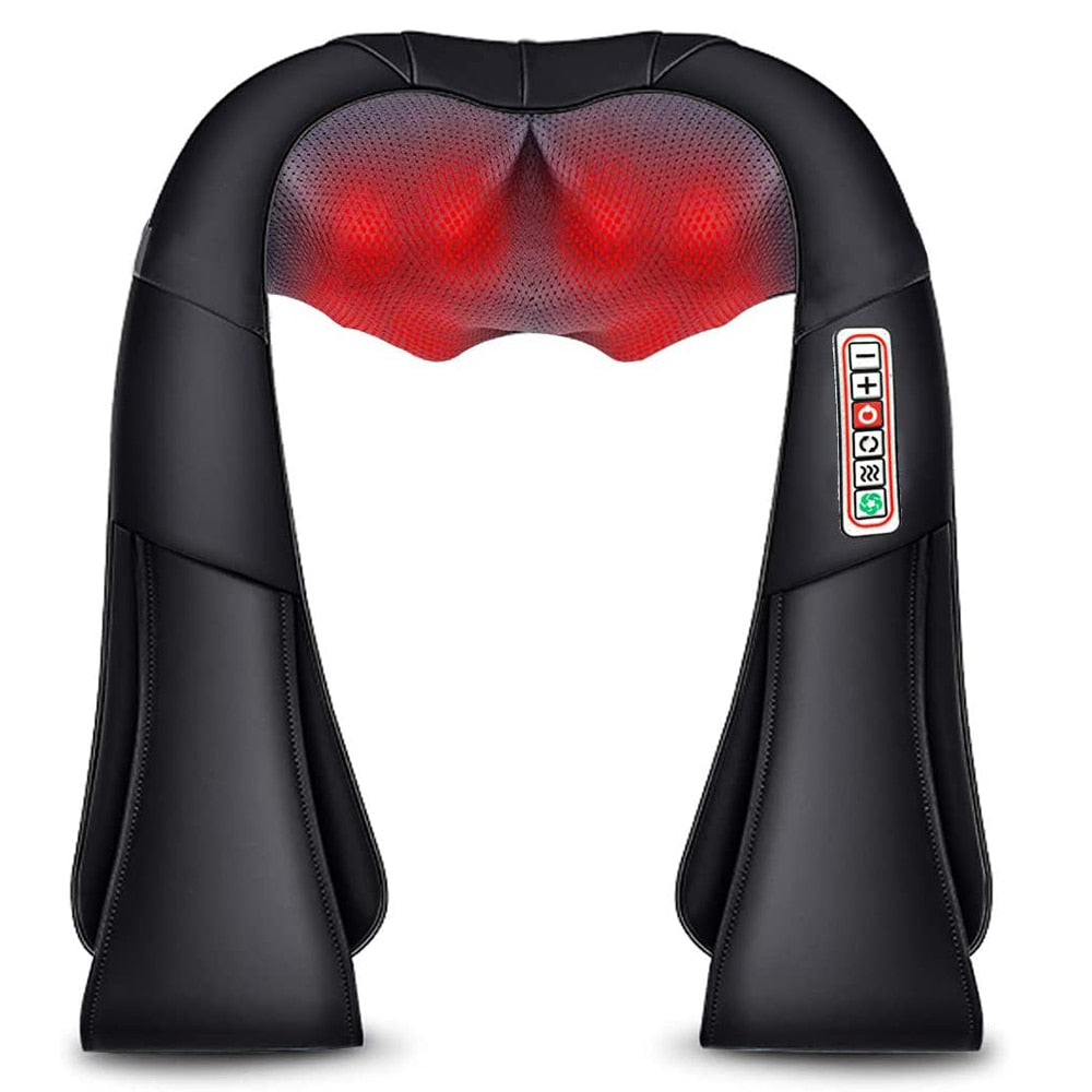 Shiatsu Back and Neck Massager Deep Kneading Massage With Heat for Shoulders Neck Back Legs Feet For Use at Home Car or Office-Massage Equipment-Fit Sports