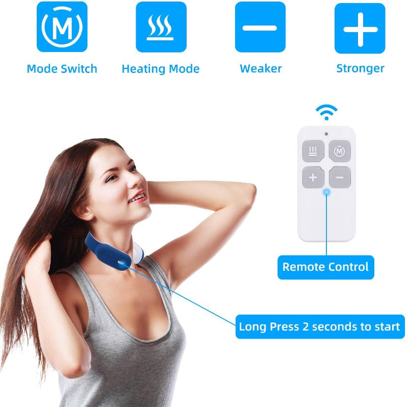 Neck Massager for Pain Relief Intelligent Neck Massage with Heat 3 Modes 15 Intensity Levels Remote Control Cordless Massager Unisex-Massage Equipment-Fit Sports