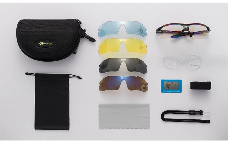 Polarized Sports Prescription Frame Sunglasses with 5 Interchangeable Lenses With UV400 Protection-Bike Accessories-Fit Sports