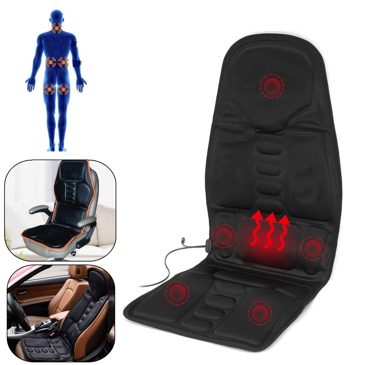 Massage Chair For At Home Car Or Office Body Massager Massage Seat With Heat Option Great For Neck Pain Lumbar Support Legs And Back-Massage Equipment-Fit Sports