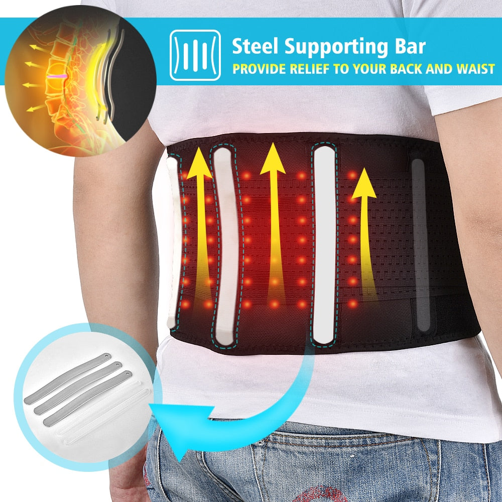 Heated Lumbar Support Belt with Vibration – Adjustable Back Wrap