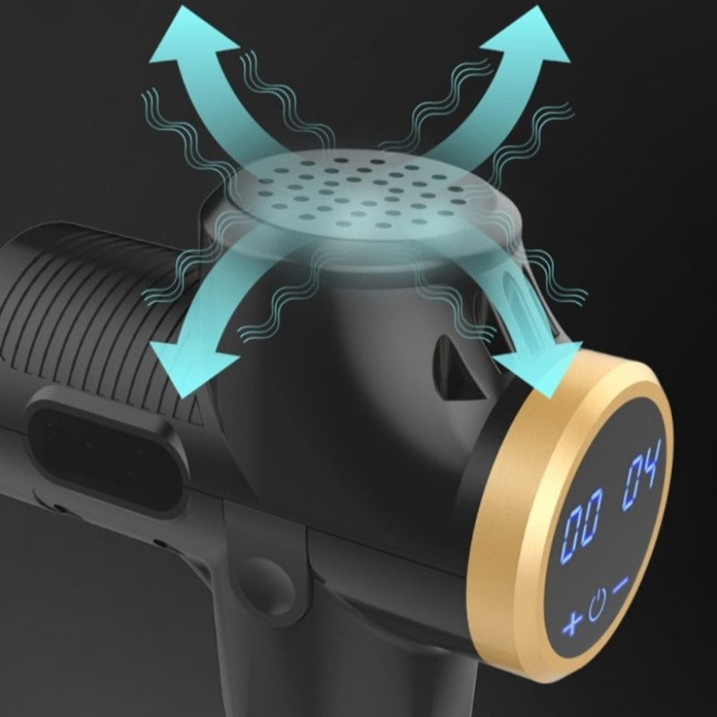 Massage Gun 30 Speeds 6 Heads Super Quiet Brushless Motor Cordless Deep Tissue Percussion Gun Portable Massager-Massage Equipment-Fit Sports