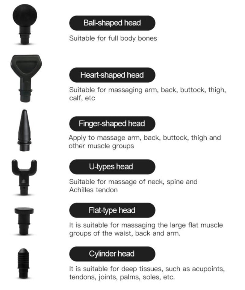 Massage Gun 30 Speeds 6 Heads Super Quiet Brushless Motor Cordless Deep Tissue Percussion Gun Portable Massager-Massage Equipment-Fit Sports