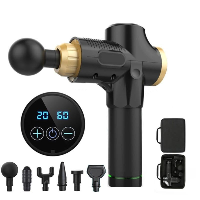 Massage Gun 30 Speeds 6 Heads Super Quiet Brushless Motor Cordless Deep Tissue Percussion Gun Portable Massager-Massage Equipment-Fit Sports