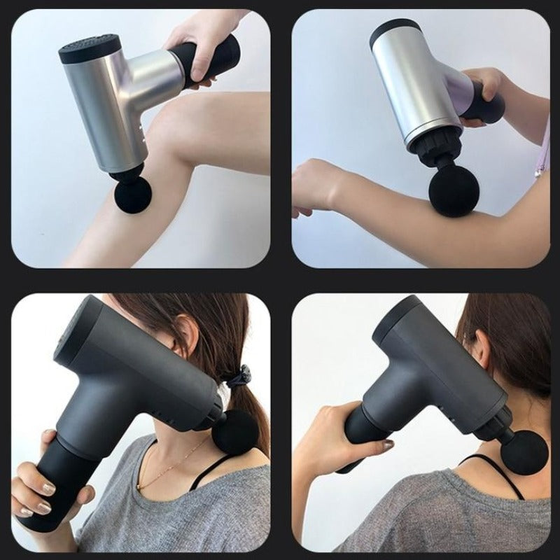 Massage Gun 3800 Rev Per Minute 6 Hrs Usage Quiet Percussion Gun 6 Speeds Cordless Handheld Massager for Deep Muscle Relaxation With Carry Bag-Massage Equipment-Fit Sports