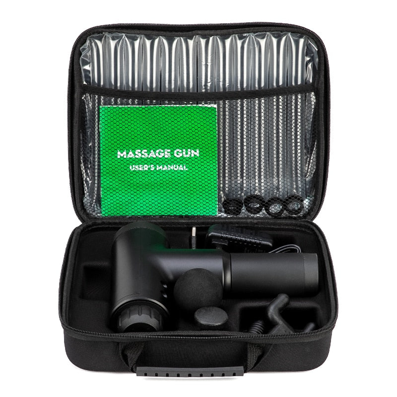 Massage Gun 3800 Rev Per Minute 6 Hrs Usage Quiet Percussion Gun 6 Speeds Cordless Handheld Massager for Deep Muscle Relaxation With Carry Bag-Massage Equipment-Fit Sports