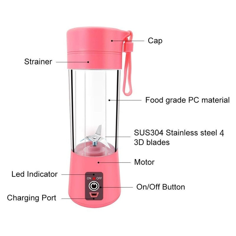 Portable Blender Cordless 6 Blade Powerful Blender 220V / 20000 RPM USB Rechargeable Great For Healthy Smoothies-Blenders & Kitchen Accessories-Fit Sports