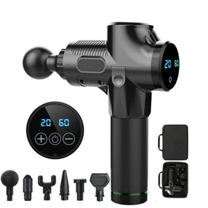 Massage Gun 30 Speeds 6 Heads Super Quiet Brushless Motor Cordless Deep Tissue Percussion Gun Portable Massager-Massage Equipment-Fit Sports