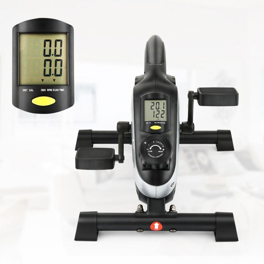 Mini Exercise Bike LCD Display Dual Pedal 8 Levels Portable Leg Trainer