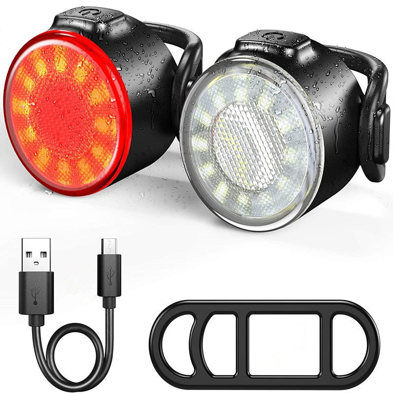 Bike Light Mini LED Bicycle Tail Light And Bike Head Light USB Chargeable Waterproof Safety Warning Cycling Light-Bike Accessories-Fit Sports