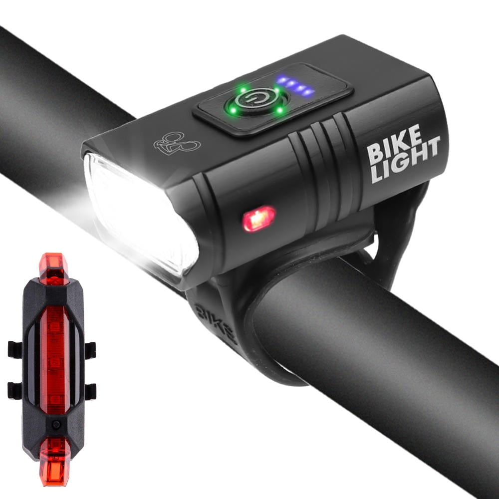Bright LED Bike Light USB Rechargeable With Bright Tail Light Option 1000MAh lithium battery Multi Purchase Bicycle Light-Bike Accessories-Fit Sports