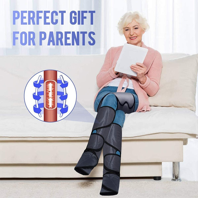 Foot Massager And Leg Massager for Circulation Relaxation with Heating Hand-held Controller 6 Modes 3 Intensities Unisex-Body Support-Fit Sports