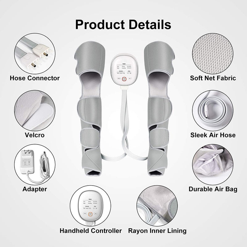 Foot Massager And Leg Massager for Circulation Relaxation with Heating Hand-held Controller 6 Modes 3 Intensities Unisex-Body Support-Fit Sports
