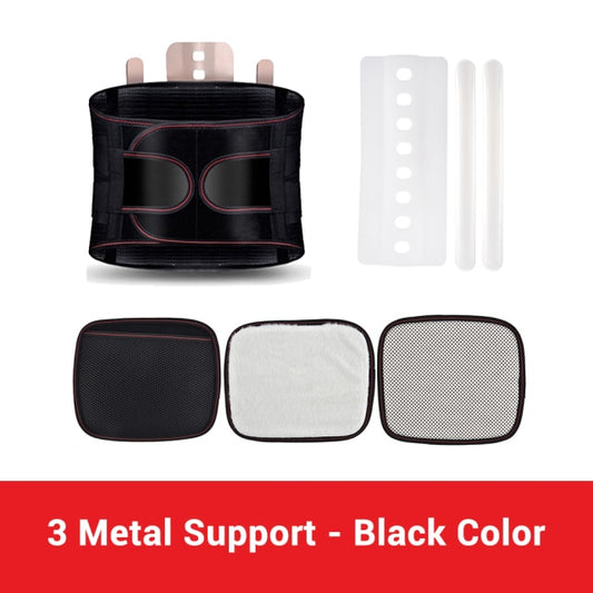 Back Support Belt with 3 Metal Support Stays – Adjustable Lumbar Wrap