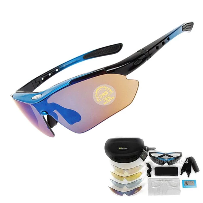 Polarized Sports Prescription Frame Sunglasses with 5 Interchangeable Lenses With UV400 Protection-Bike Accessories-Fit Sports