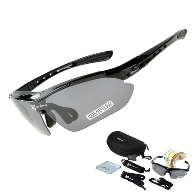 Polarized Sports Prescription Frame Sunglasses with 5 Interchangeable Lenses With UV400 Protection-Bike Accessories-Fit Sports