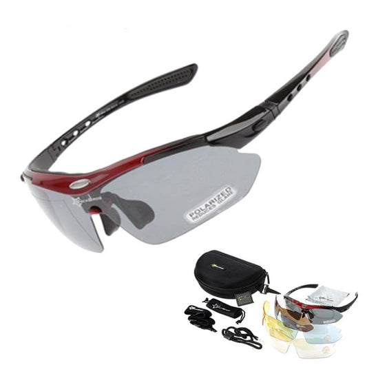 Polarized Sports Prescription Frame Sunglasses with 5 Interchangeable Lenses With UV400 Protection-Bike Accessories-Fit Sports