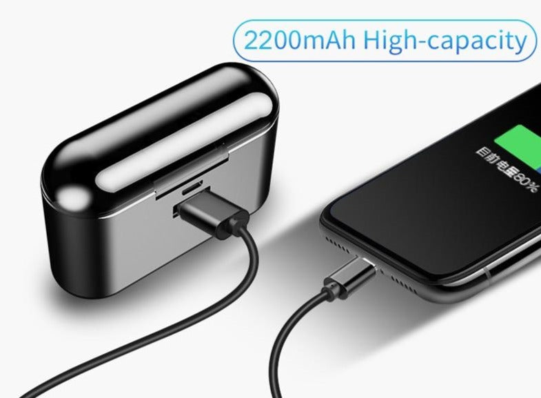 Wireless Earbuds 5D Stereo X8 Bluetooth Earphones Mini TWS Waterproof Headfrees with 2200mAh Power Bank Earphones-Bluetooth Headphones & Accessories-Fit Sports