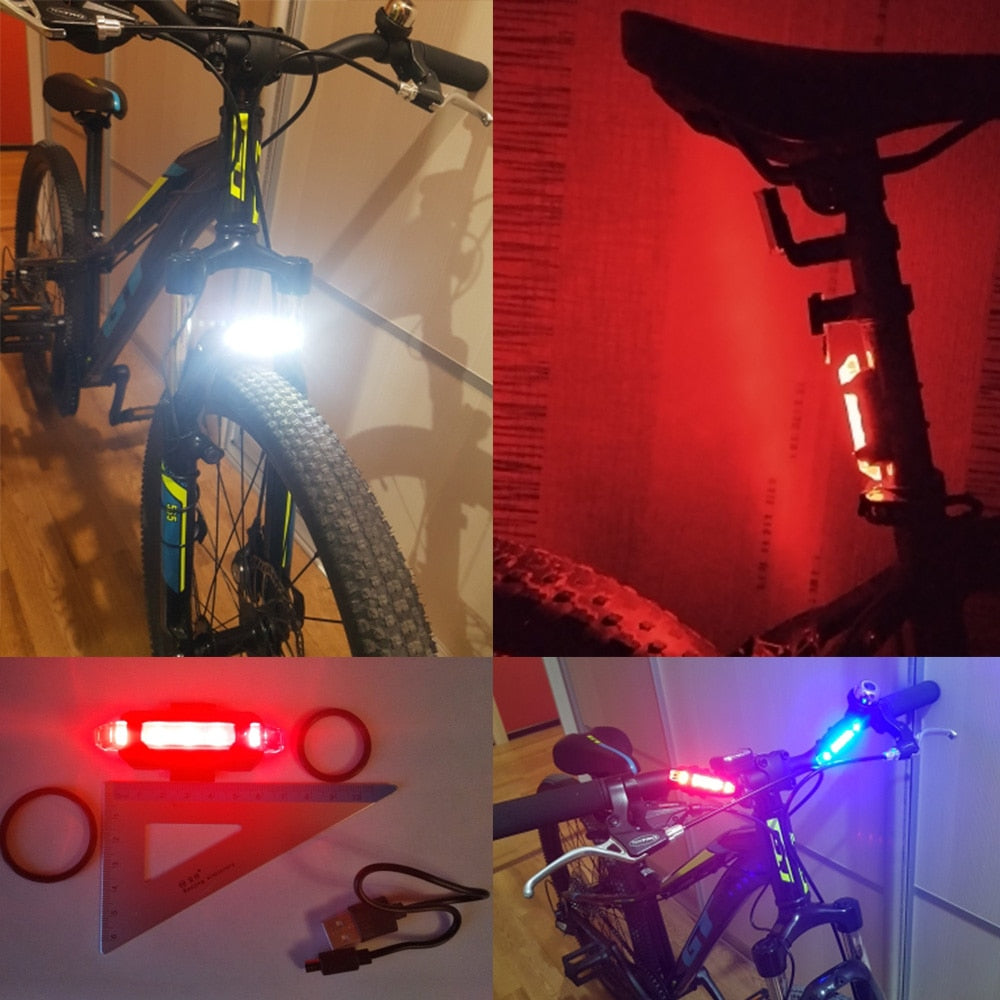Bright Rear LED Bike light, 6 Color Variations And Safety Warning Light, USB Rechargeable-Bike Accessories-Fit Sports