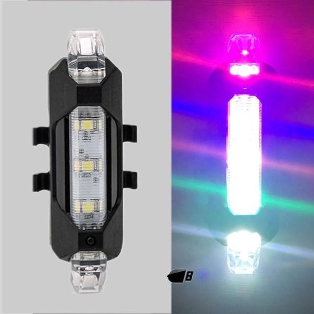 Bright Rear LED Bike light, 6 Color Variations And Safety Warning Light, USB Rechargeable-Bike Accessories-Fit Sports