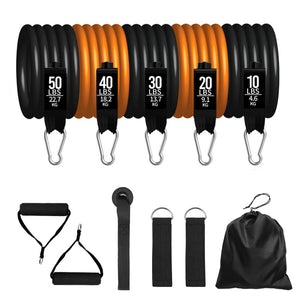 Resistance Bands 11 Piece Resistance Band Set Latex Bands With Carabiners Great For Home Workouts Fitness Training