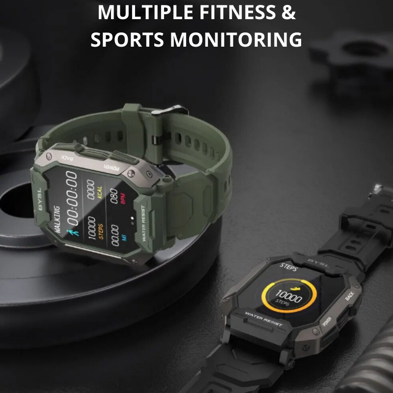 5ATM Smart Watch With HR Fitness Tracker Military Grade Waterproof for iOS Android