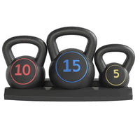 3 Piece Kettlebell Weight Set 5lb 10lb 15lb Weights