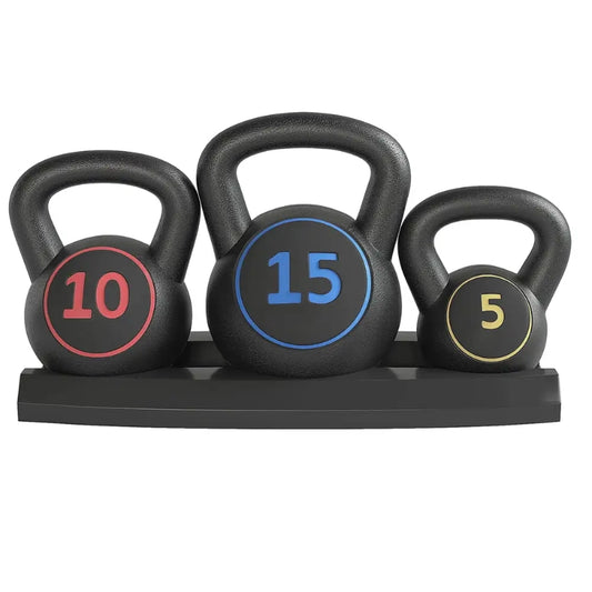 3 Piece Kettlebell Weight Set 5lb 10lb 15lb Weights