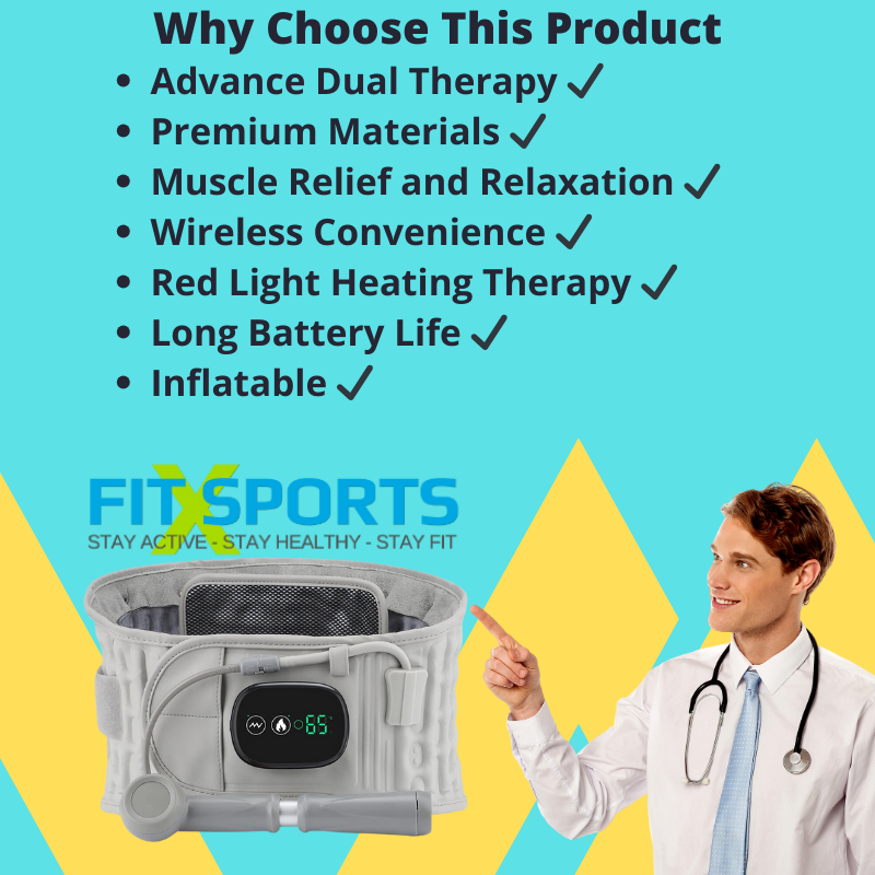 Rechargeable Infrared Heated Back Support Brace Decompression Back Brace Lumbar Support Belt with Heat & Vibration Relieve Back Pain