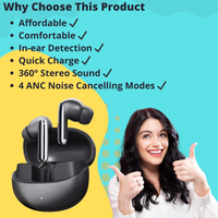 Pro ANC Earbuds Bluetooth 5.3 Wireless 46dB Hybrid ANC Hi-Res LDAC Earbuds 6 Mic Headphones 34H in-Ear Detection