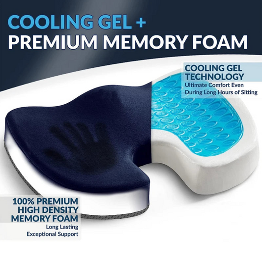 Premium Gel Memory Foam Seat Cushion with Non-Slip Base for Office & Car
