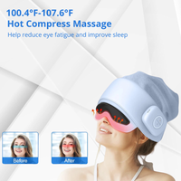 Head Massager with Heat & Eye Mask for Fatigue Relief, 4 Modes, 2 Heat Settings, Bluetooth, Rechargeable