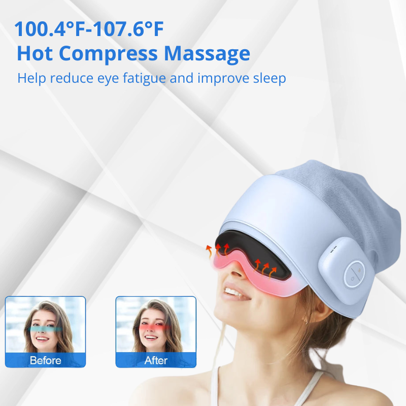 Head Massager with Heat & Eye Mask for Fatigue Relief, 4 Modes, 2 Heat Settings, Bluetooth, Rechargeable