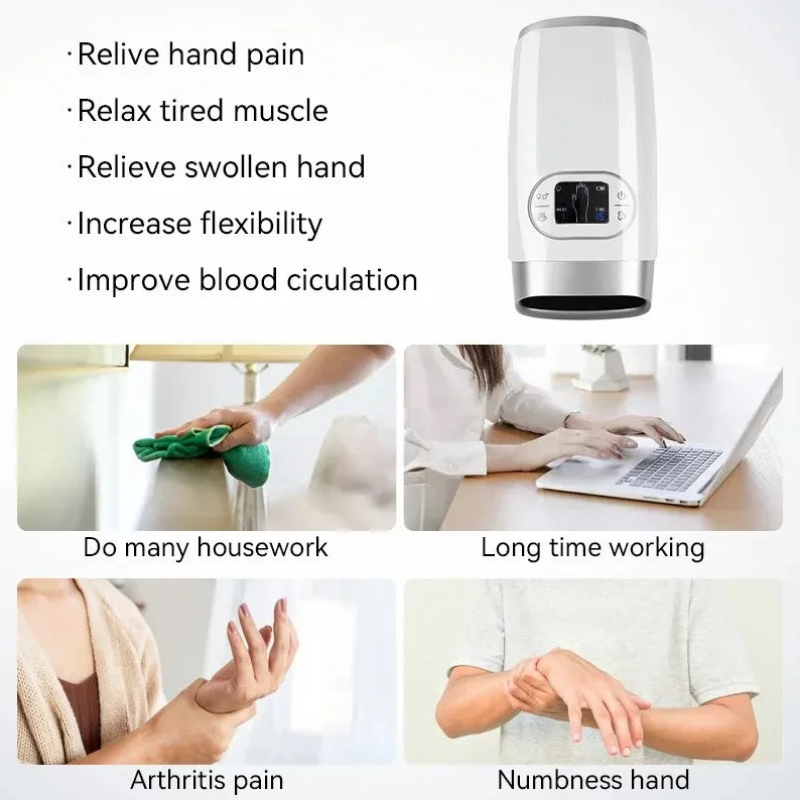 Rechargeable Hand Massager With Heat & Air Compression For Relaxation and Comfort