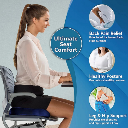 Premium Gel Memory Foam Seat Cushion with Non-Slip Base for Office & Car