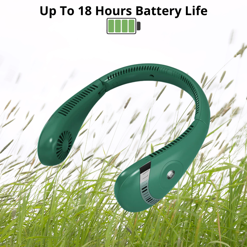 Portable Bladeless Hands Free Neck Fan With 5000 USB Rechargeable MAh Battery And 3 Speeds