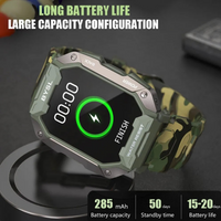 5ATM Smart Watch With HR Fitness Tracker Military Grade Waterproof for iOS Android