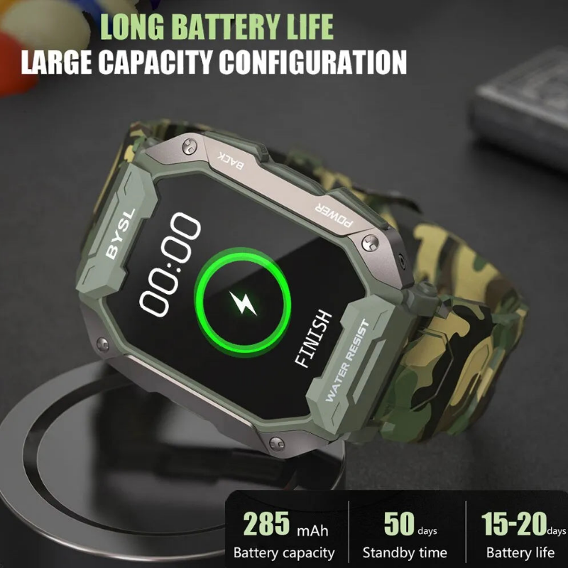 5ATM Smart Watch With HR Fitness Tracker Military Grade Waterproof for iOS Android