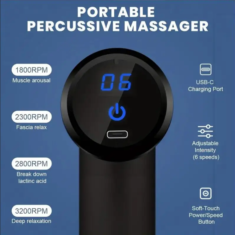 Compact Rechargeable Massage Gun Muscle Relaxation Massager 3200 RPM