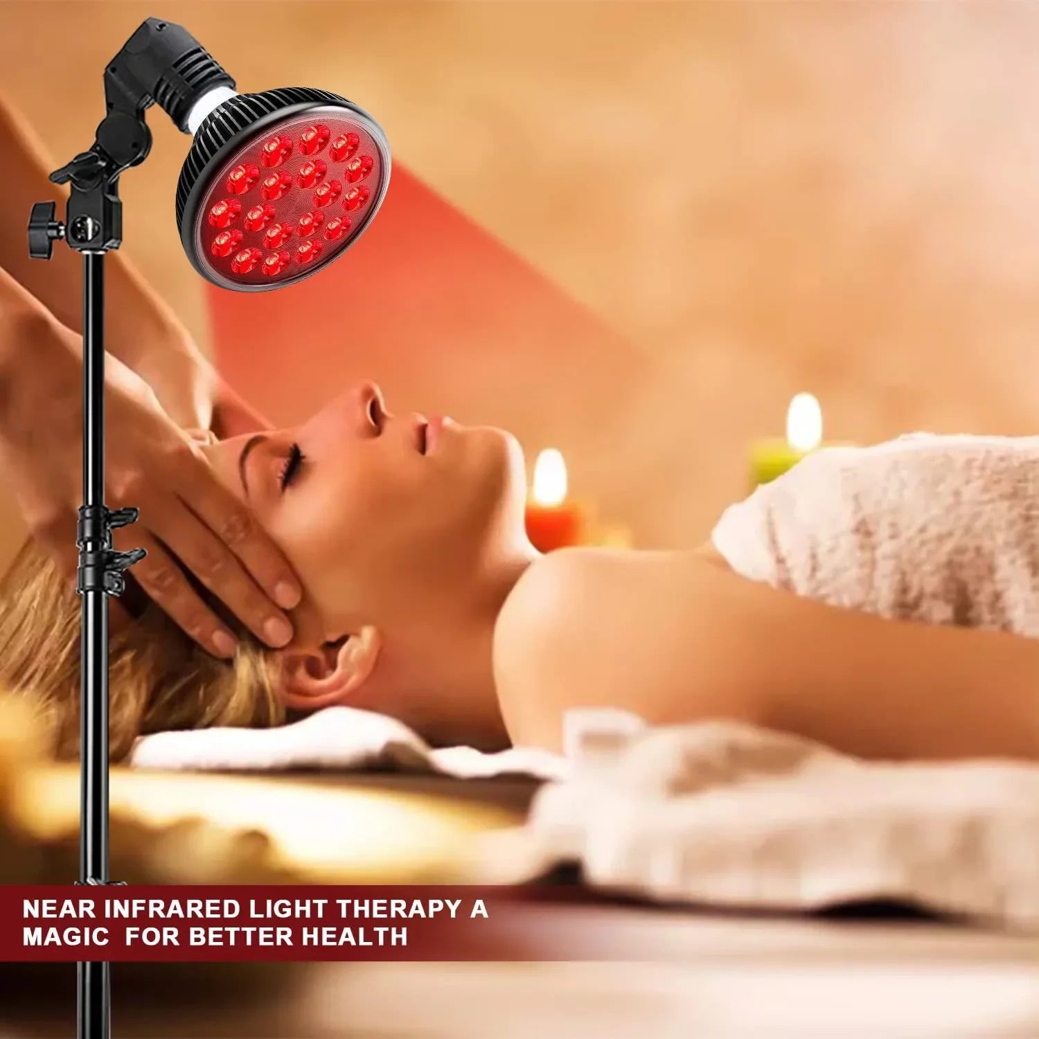 54W LED Red Light Therapy Lamp 660nm & 850nm | 18-Chip Dual Wavelength with Floor Stand
