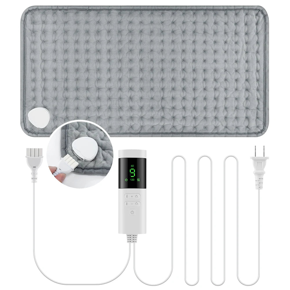 Electric Heating Pad for Back, Neck & Shoulder – 9 Heat Settings, 4 Timer Modes, Washable
