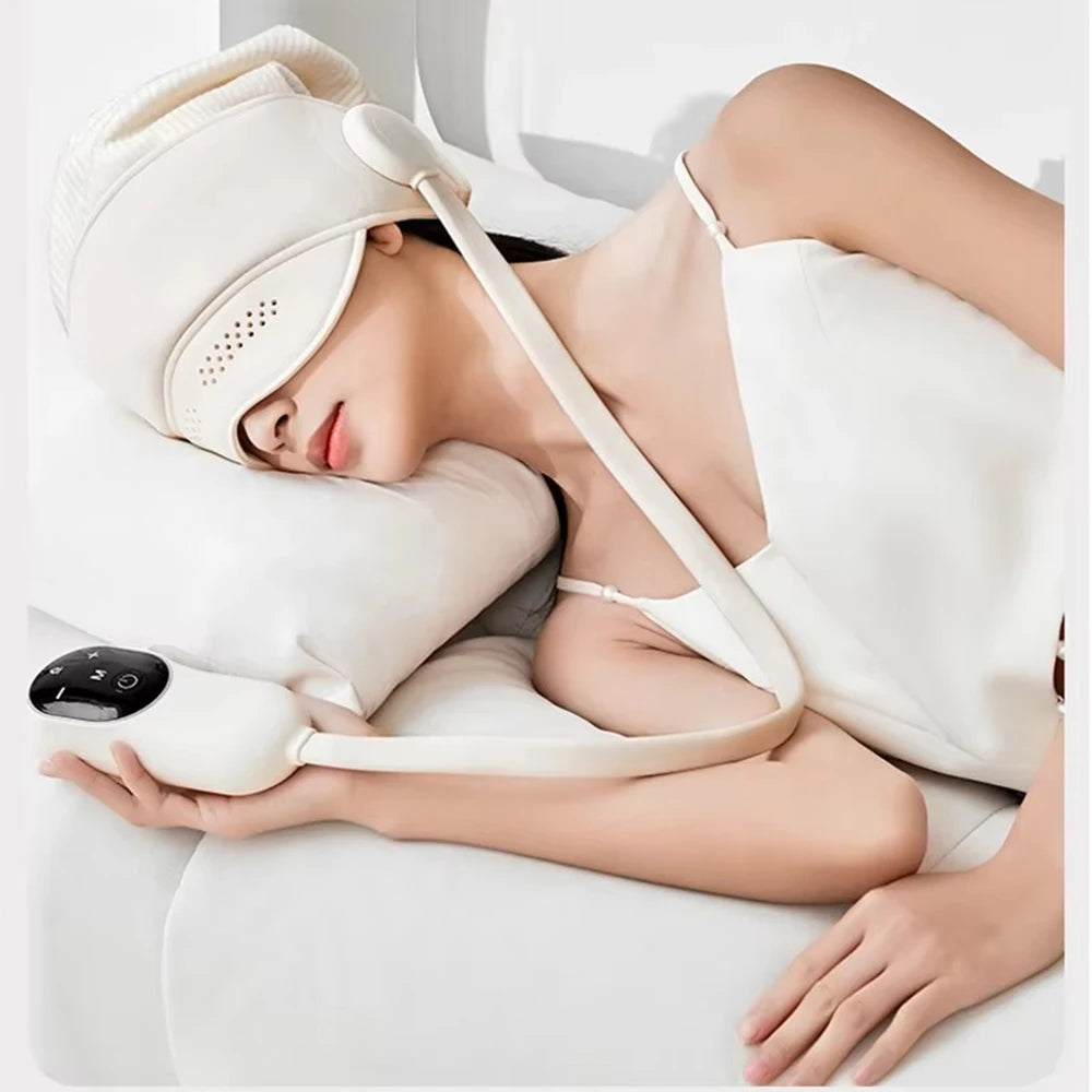 Head Massager with Heat & Eye Mask for Fatigue Relief, 4 Modes, 2 Heat Settings, Bluetooth, Rechargeable