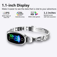 Smartwatch with 1.1-inch display on a white background